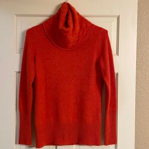 Banana Republic cashmere, cowl neck sweater, XL, reddish orange in color